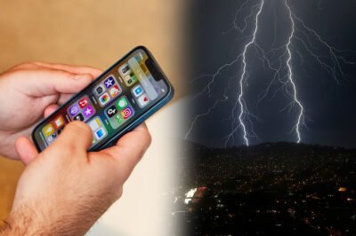 Is it safe to use mobile phone while lightning and thunderstorm or during rain?